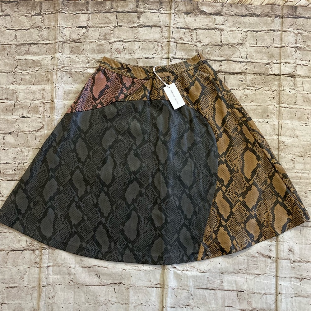 NWT crimson + clover multiple colors, snake print faux leather skirt size S